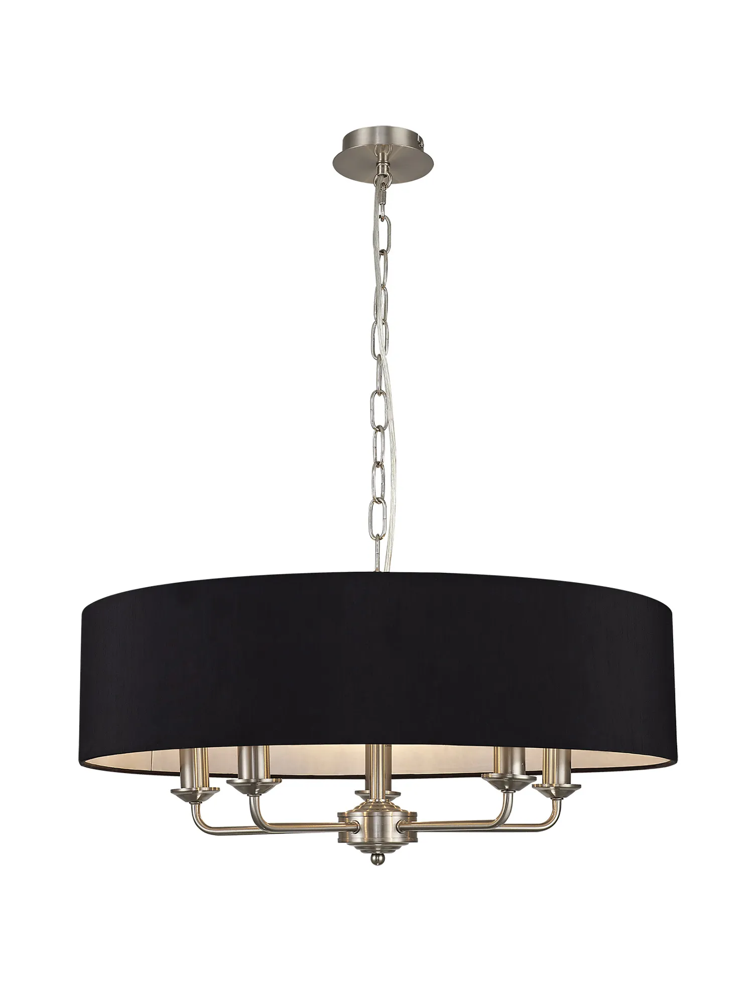 DK0060  Banyan 60cm 5 Light Pendant Satin Nickel; Black